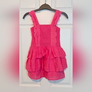 🎈BCBG Girl (Size 10) Pink Smocked  Ruffled Cotton Romper/Dress/Skort